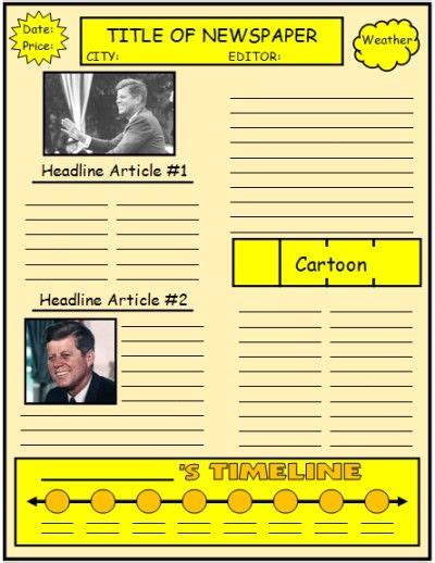 biography book report newspaper templates printable worksheets