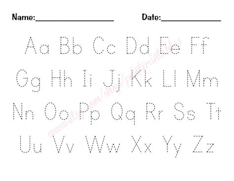 alphabet trace worksheet  printable
