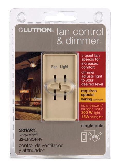 lutron skylark  amps single pole  fan control ivory  pk fan controls lutron fan light