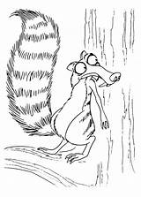 Scrat Ice Age Squirrel Trunk Hides Behind Tree Pages2color Pages Cookie Copyright sketch template