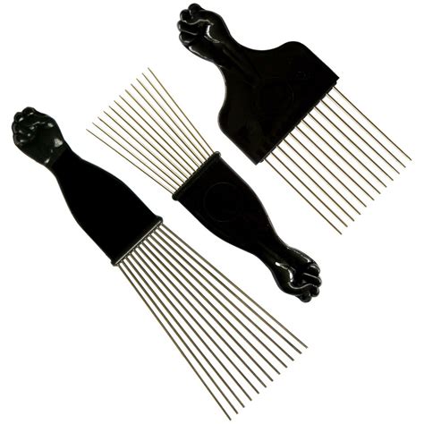 ssk afro pick  black fist  pack metal african american hair comb  pack ebay