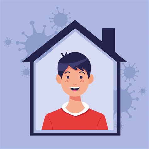 young man  house  covid  particles  vector art  vecteezy