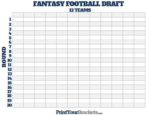 printable  team fantasy football draft board