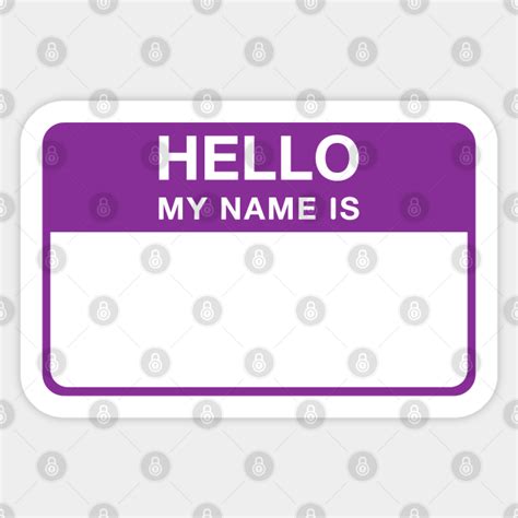 Hello My Name Is Purple Name Tag Sticker Teepublic