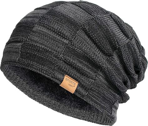 Vgogfly Slouchy Cool Beanie For Men Guys Lined Knit Warm Thick Skully