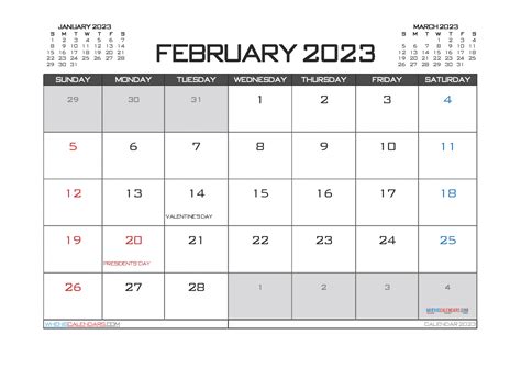 february  calendar printable   image