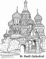 Coloring Architecture Designlooter Cathedral Basil Russia Inspiration St Drawings sketch template