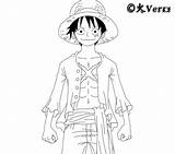 Luffy Lineart Vero Monkey Coloring Trulyhandpicked Wanted sketch template