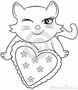 Coloring Cat Heart Pillow Head Shaped Useful Book Kids Wonderland Getdrawings Getcolorings Pages Color sketch template