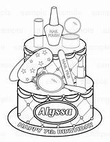 Spa Coloring Party Pages Printable Cake Nail Salon Sheets Print Themed Kids Personalized Colouring Color Birthday Cakes Girls Favor Etsy sketch template