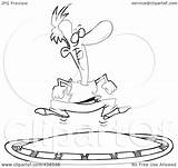 Trampoline Jumping Cartoon Outline Man Toonaday Illustration Royalty Rf Clip Clipart sketch template