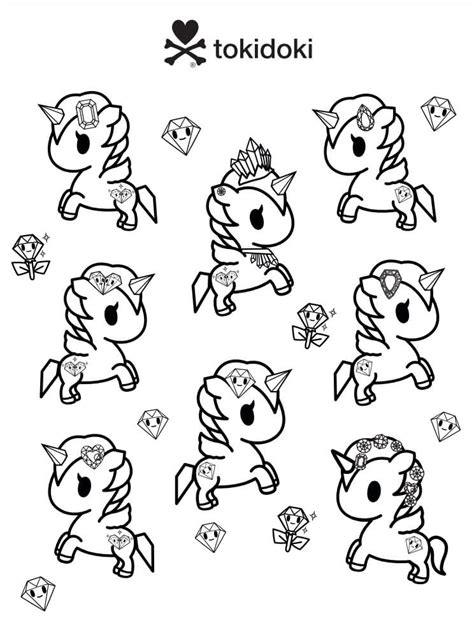 unicorno gems tokidoki coloring page  printable coloring pages