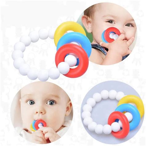 pc baby bracelet teethers silicone teething ring teether circle ring