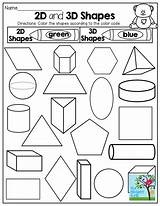 Shapes 2d Grade 3d Worksheet Worksheets Kindergarten Pdf Color Printables Tons Code Fun sketch template