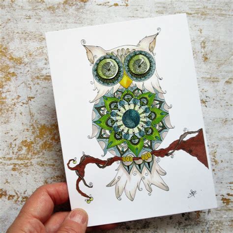 colorful art print owl art print mandala owl print vibrant etsy