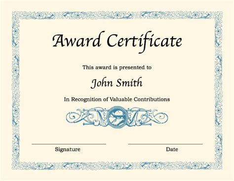 certificate template word document printable templates