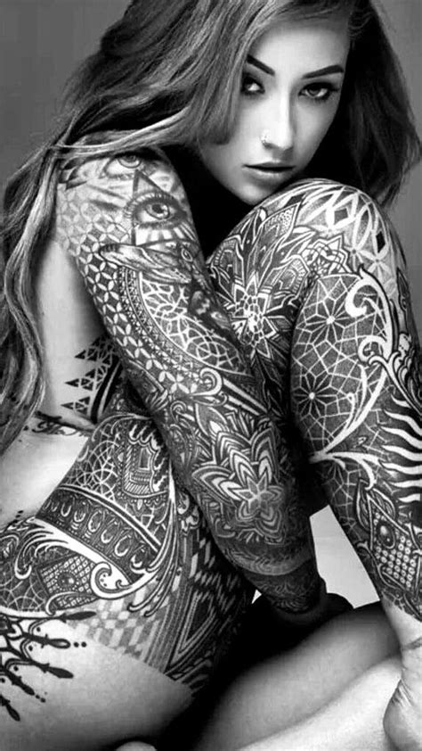 Ink Long Blonde Hair Inked Girls Girl Tattoos Black And White My Xxx