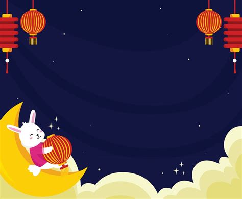rabbit  mid autumn festival celebration vector art graphics
