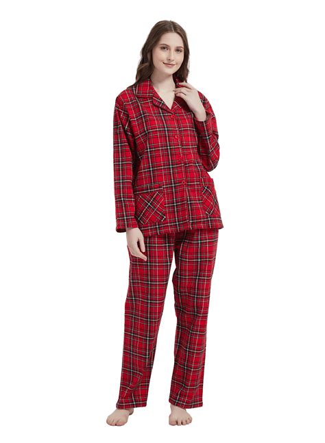 Global 100 Cotton Comfy Flannel Pajamas For Women 2 Piece Warm And