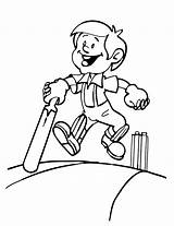 Cricket Coloring Pages Printable Batsman Happy sketch template