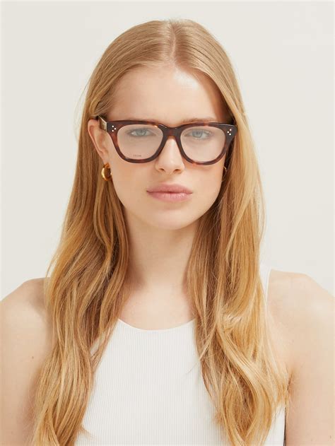 d frame tortoiseshell effect acetate glasses celine eyewear in 2021