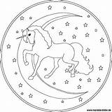 Einhorn Mond Mandalas Sterne Pegasus Malvorlagen Ausmalen Kostenloses sketch template