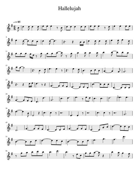 Hallelujah Alto Sax Sheet Music For Saxophone Alto Solo