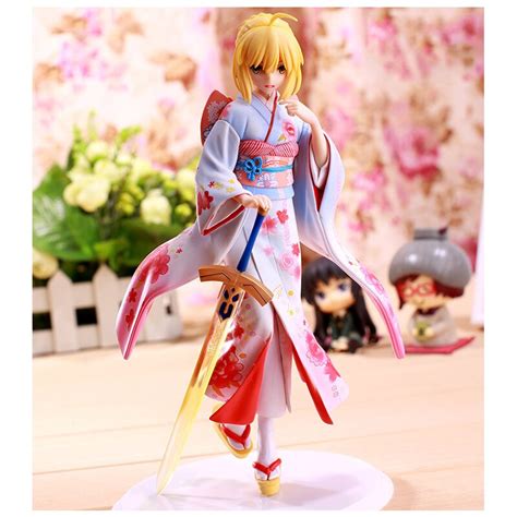 zxz anime fate stay night 25cm kimono saber sexy girl anime pvc action figure toys collection