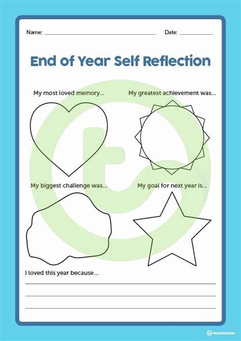 reflection worksheet  students inspirational teaching resource