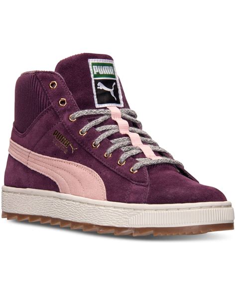 lyst puma womens suede winterized rugged casual sneakers  finish   purple