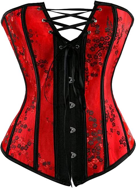 goosuny womens floral black lace trim corset plus size overbust corset