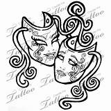 Cry Later Tattoo Now Laugh Mask Masks Tattoos Drawings Theater Createmytattoo Google Clown Smile Theatre Mexican Drama Designs Masquerade Search sketch template