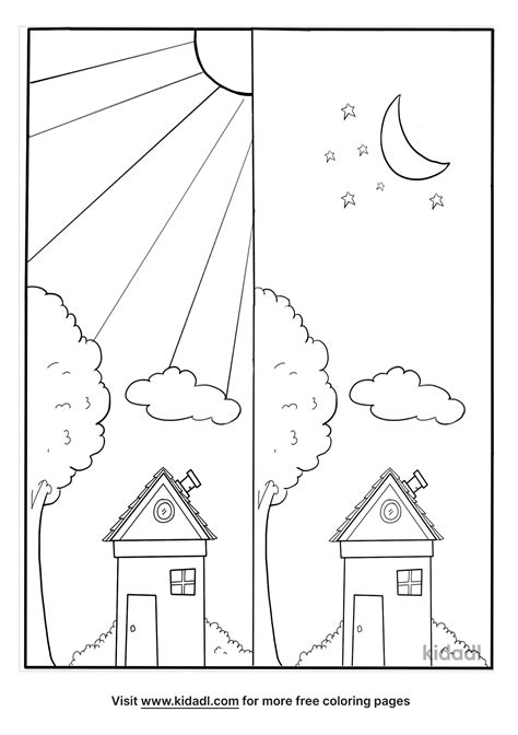 day  night coloring page coloring page printables kidadl