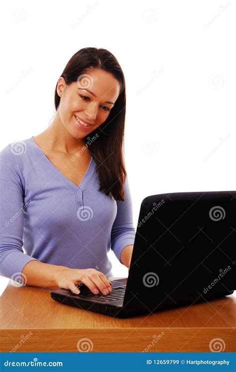 laptop stock image image  adult account brunette