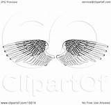 Wings Coloring Clipart Feathered Open Two Illustration Atstockillustration Regarding Notes sketch template
