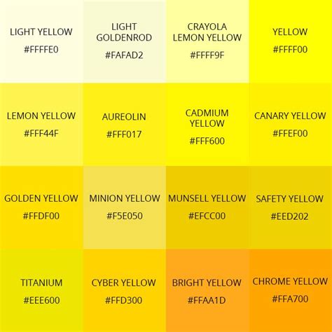 color chart  yellow  shown   colors  font