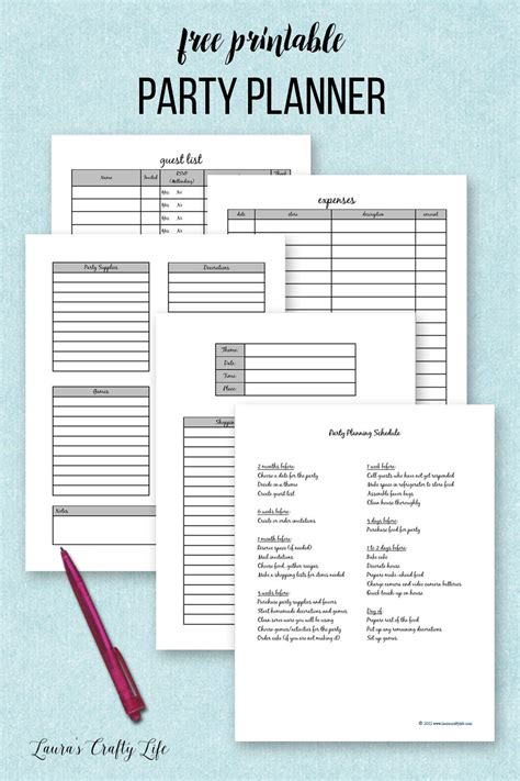 party planner printable party planning checklist printable party