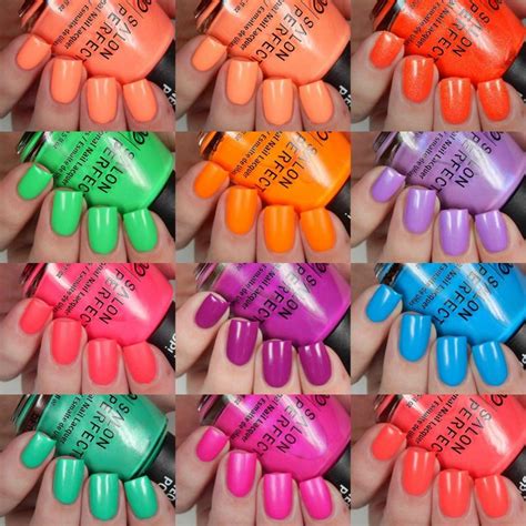 salon perfect neon pop summer  collection swatches neon toe nails