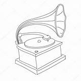 Player Record Drawing Gramophone Old Getdrawings Vector Template Vintage Turntable sketch template