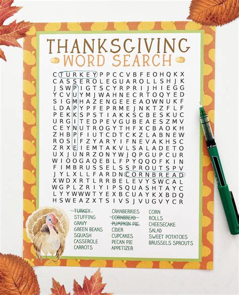 printable thanksgiving word search pineapple paper