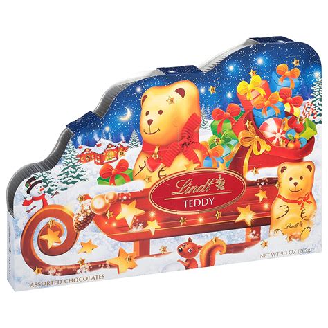 lindt teddy sleigh holiday assorted chocolate advent calendar box of