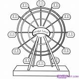Coloring Wheel Ferris Drawing Draw Carnival Pages Rides Step Online Park Fair Amusement Stuff Catcher Dream Cartoon Popular Wheels Sketch sketch template