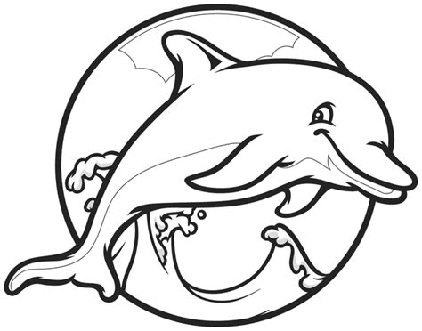 cartoon dolphin colouring pages