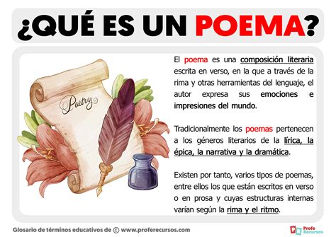 es  poema definicion  tipos de poemas