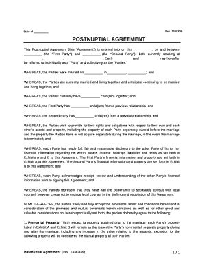 postnuptial agreement  template pdffiller