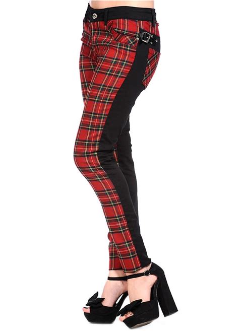Banned Apparel Black And Tartan Skinny Jeans Attitude Clothing