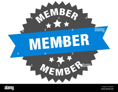 member sign member blue black circular band label stock vector image