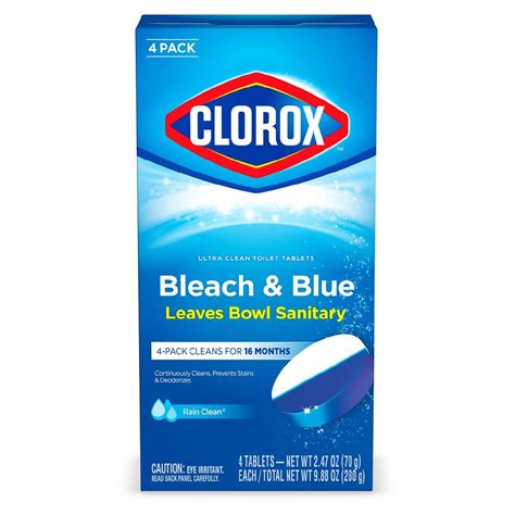clorox bleach and blue automatic toilet bowl cleaner tablets rain clean