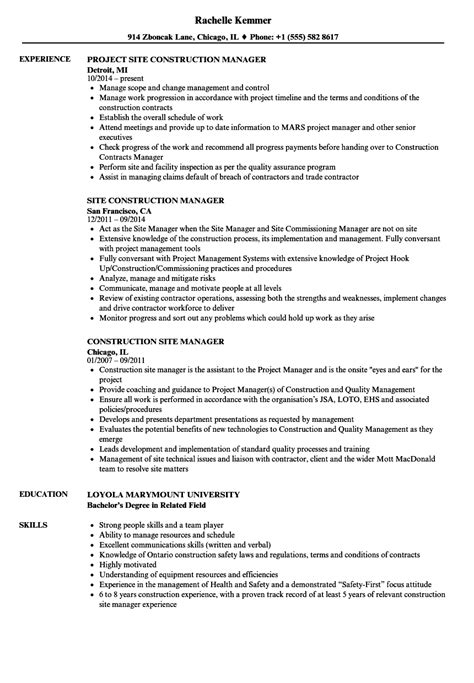 construction project management resume examples project manager