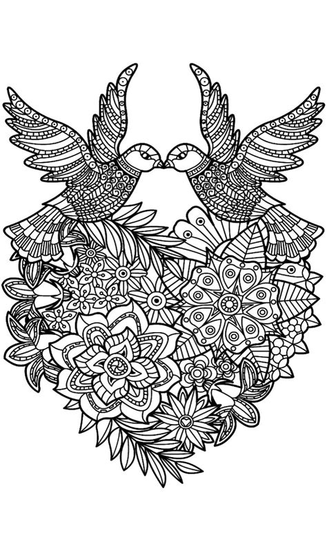 pin  barbara  coloring heart love detailed coloring pages bird